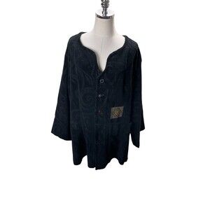 Blue Fish Jacket Women's Size 2 Fits 18 20 22 Black Velvet Paisley